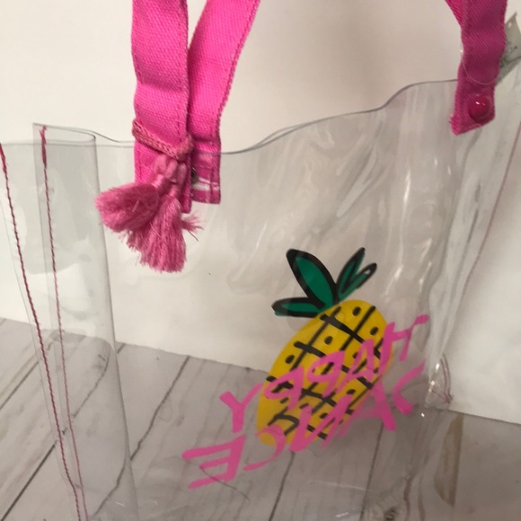 Beach Bag girls tote HAPPY DANCE NWT plastic bag - Picture 2 of 6